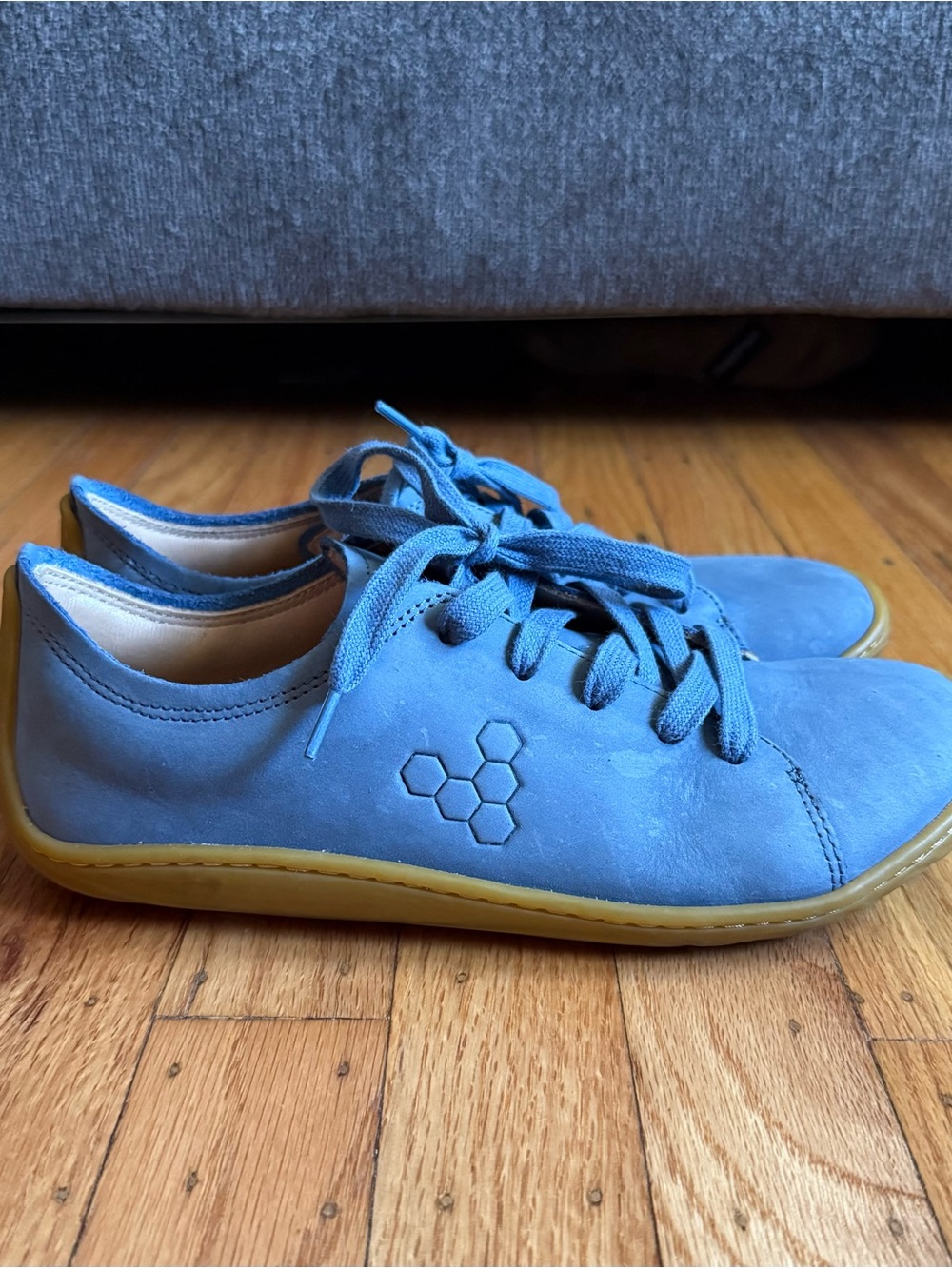 Vivo Barefoot Addis Womens Blue Leather Minimalist Sneakers US 8